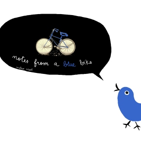 Vai uma boleia numa bicicleta azul?